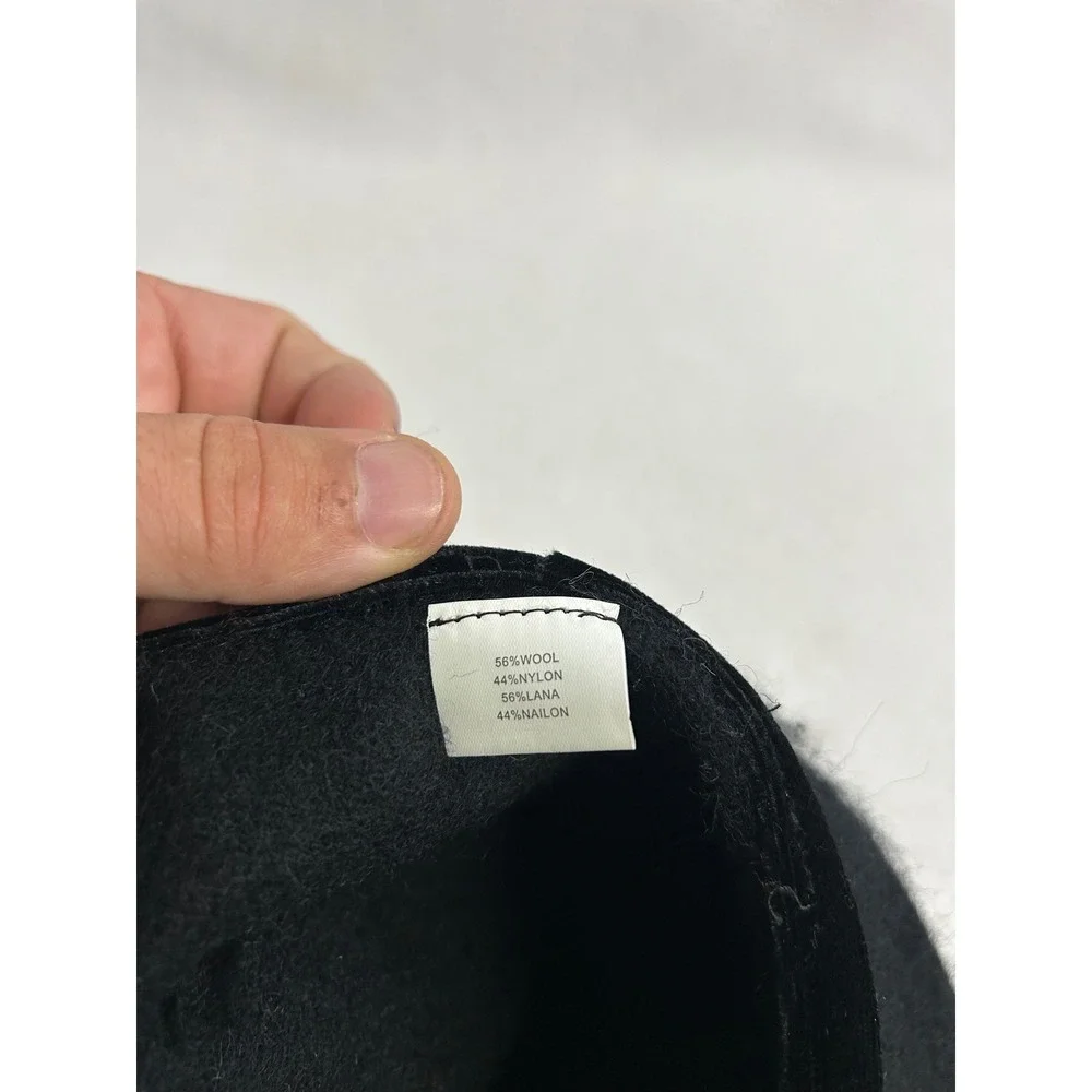 French Chic Dark Academia Target Womens OS Black Wool Blend Velvet Trim Beret